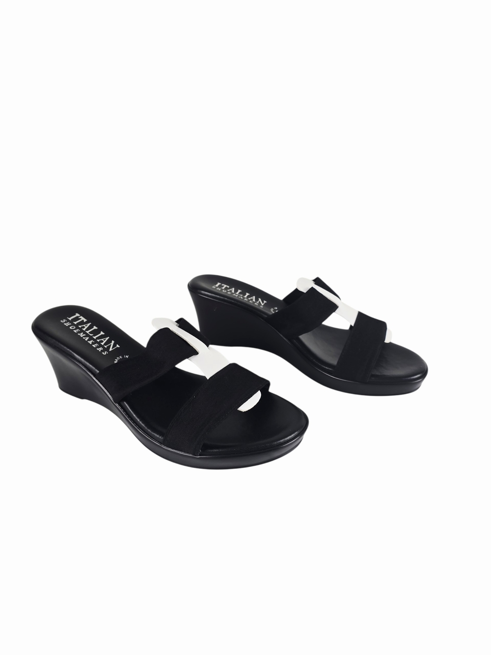 Italian Shoemakers Black Wedge Slide Sandals